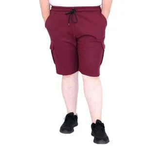 Büyük Beden Erkek Şort Kargo Cep WAFFLE 23500 Mürdüm