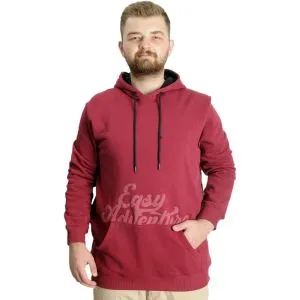 Büyük Beden Erkek Sweat Kanguru Cep Easy Adventure 23527 Bordo