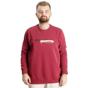 Büyük Beden Erkek Sweatshirt Bisiklet Yaka Man Official 23528 Bordo