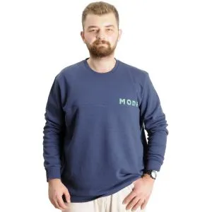 Big Size Mens Sweatshirt Crew Neck Mode 23529 Indigo