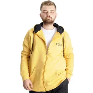 Büyük Beden Erkek Sweat Kapşon Focus 23539 Hardal