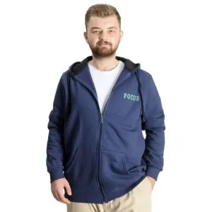 Büyük Beden Erkek Sweat Kapşon Focus 23539 İndigo