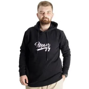 Büyük Beden Erkek Sweatshirt Kapüşonlu 23540 Siyah