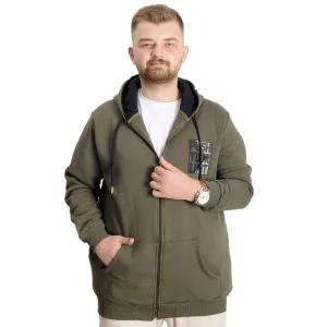 Büyük Beden Erkek Sweat Kapşon Push Your Limit 23543 Haki