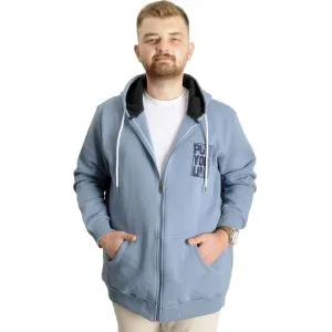 Büyük Beden Erkek Sweat Kapşon Push Your Limit 23543 Mavi
