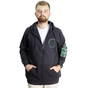 Büyük Beden Erkek Kapüşonlu Sweatshirt New Breed 23544 Lacivert