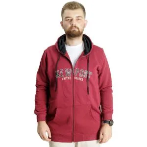 Büyük Beden Erkek Kapüşonlu Sweatshirt New Port 23546 Bordo
