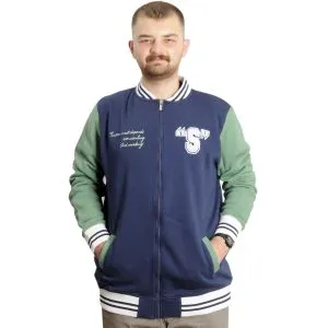 Büyük Beden Erkek Kolej Mont Baskılı Ceket 23631 İndigo