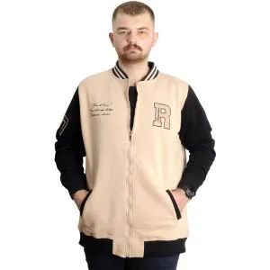 Büyük Beden Erkek Kolej Mont Fermuarlı Ceket REPUTATION 23634 Bej