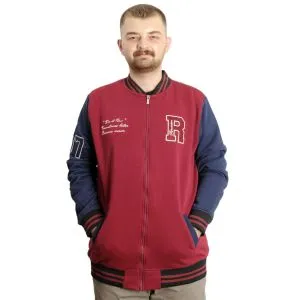 Büyük Beden Erkek Kolej Mont Fermuarlı Ceket REPUTATION 23634 Bordo