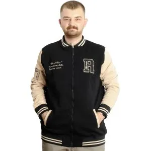 Büyük Beden Erkek Kolej Mont Fermuarlı Ceket REPUTATION 23634 Siyah-Bej