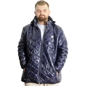 Büyük Beden Erkek Kapüşonlu Mont Kapitone 23636 İndigo