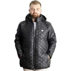 Big Size Mens Hooded Coat quilted 23638 Black