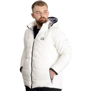 Büyük Beden Erkek Şişme Mont Fermuarlı Kapüşonlu 23657 Ekru