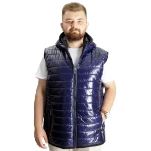 Big Size Mens Vest Kopşonlu quilted 23706 Indigo