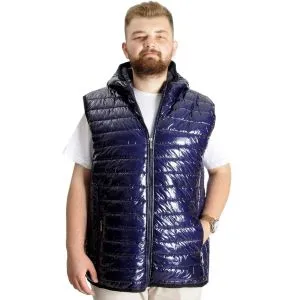 Big Size Mens Vest Kopşonlu quilted 23707 Indigo