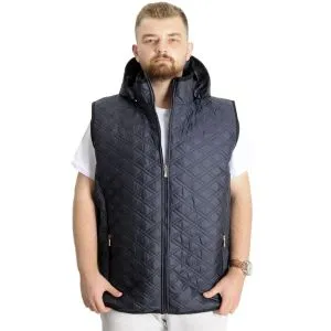 Büyük Beden Erkek Yelek Kapüşonlu Kapitone 23710 Açık Lacivert