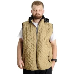 Big Size Mens Vest Hooded quilted 23710 Light Brown