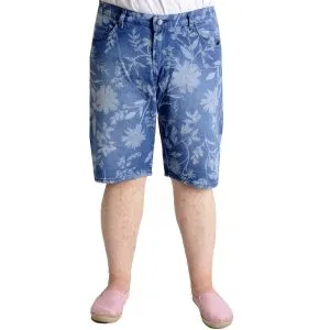 Big Size Mens Denim Short YAPRAK DESENLİ 23807 Blue