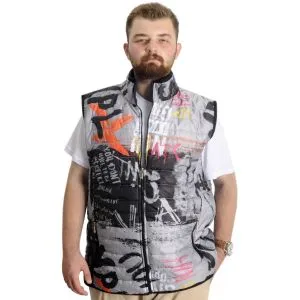 Big Size Mens Vest quilted dog collar 23708 Grey