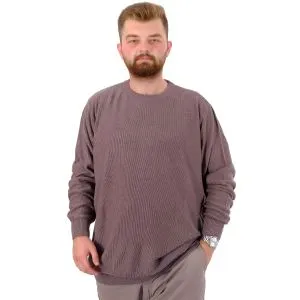 Büyük Beden Erkek Bisiklet Yaka Triko Kazak 24208 Vizon