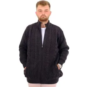 Büyük Beden Erkek Örme Desenli Hırka RAİL 24210 Antrasit