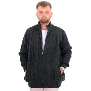 Büyük Beden Erkek Örme Desenli Hırka RAİL 24210 Haki