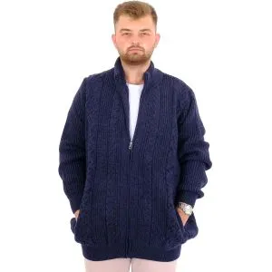 Big Size Mens Knitted Pattern Cardigan Rail 24210 Navy Blue