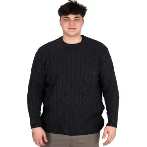 Büyük Beden Erkek Kazak Bisiklet Yaka BRAIDED 24211 Antrasit