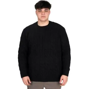 Big Size Mens knitwear Crew Neck BRAIDED 24211 Black