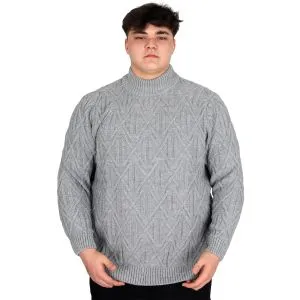 Büyük Beden Erkek Kazak Yarım Balıkçı Yaka INFINITY 24212 Gri