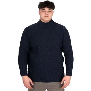 Big Size Mens Sweater Half Turtleneck INFINITY 24212 Navy Blue