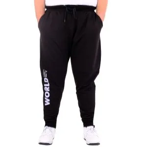 Big Size Mens Sweatpants Interlock WORD 24519 Black