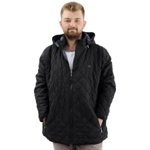 Erkek Büyük Beden Kalın Kapitone Mont Çıkarılabilir Kapüşonlu U24602 Siyah Süet