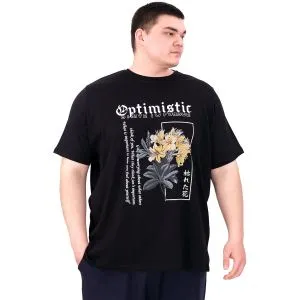 Büyük Beden Erkek T-Shirt Bisiklet Yaka OPTIMISTIC U25028 Siyah