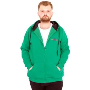 Büyük Beden Erkek Kapüşonlu Fermuarlı Sweatshirt U25803 Benetton