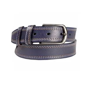 Big-Tall Men s Belt Genuine Leather 4.5 cm Thick Sport Single Stitched 4100 Navy (140cm-195cm)