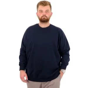 Büyük Beden Erkek Basic Sweatshirt Bisiklet Yaka Recycle B24529 Lacivert