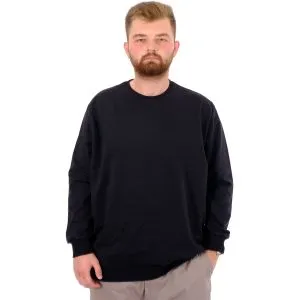 Big Size Mens Basic Sweatshirt Crew Neck Recycle B24529 Black