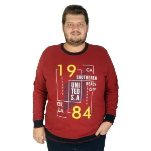 Big Size Men s Sweatshirt Beach City 19136 Burgundy
