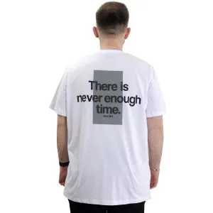 Büyük Beden Baskılı Erkek T-Shirt Bisiklet Yaka TIME U24036 Beyaz