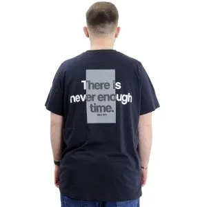 Büyük Beden Baskılı Erkek T-Shirt Bisiklet Yaka TIME U24036 Lacivert