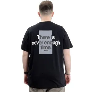 Büyük Beden Baskılı Erkek T-Shirt Bisiklet Yaka TIME U24036 Siyah
