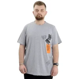 Big Size Mens T-Shirt Crew Neck ROCK TIMES U24037 Grey Melange