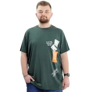 Büyük Beden Erkek Baskılı T-Shirt Bisiklet Yaka ROCK TIMES U24037 Nefti