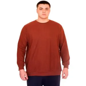 Big Size Mens Crew Neck Sweatshirt Selanik U24441 Kiremit