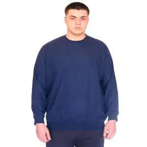 Büyük Beden Erkek Bisiklet Yaka Sweatshirt Selanik U24441 İndigo
