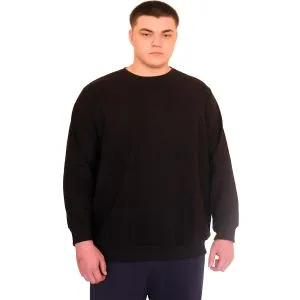 Büyük Beden Erkek Bisiklet Yaka Sweatshirt Selanik U24441 Siyah