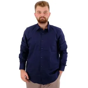 Big-Tall Men's Classic Shirt With Lycra 20351 Navy Blue