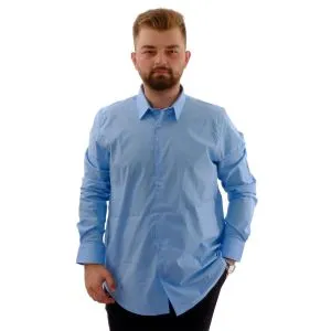 Big-Tall Mens Classic Shirt With Lycra 20351 Blue